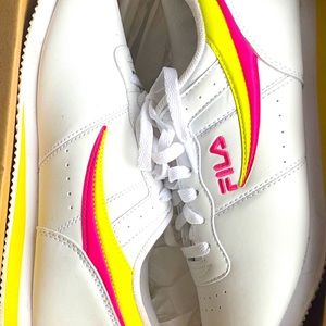 FILA Machu Lace Up White Neon Sneakers Size 9.5
